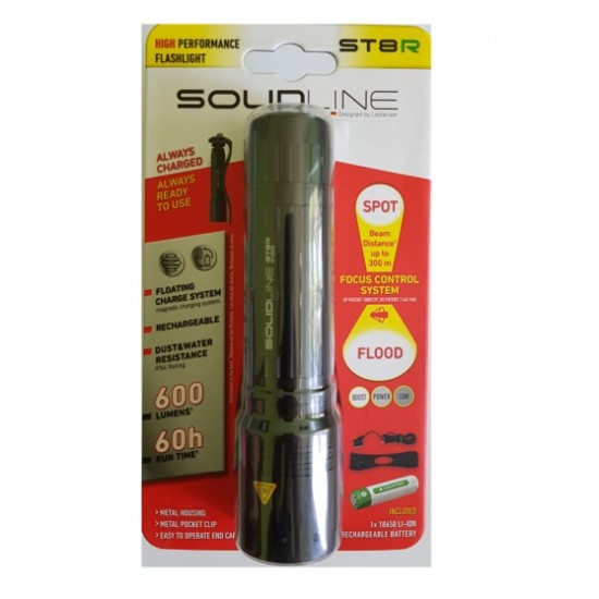 Ledlenser Solidline ST8R  Rechargeable LED Flashlight (600 Lumens, 1x18650)