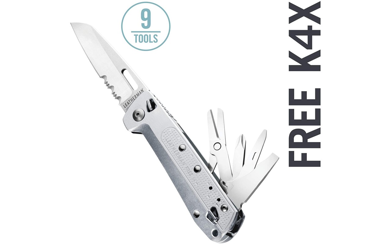 Leatherman Free K4 Multitool Silver Made in USA (9 Tools) Leatherman
