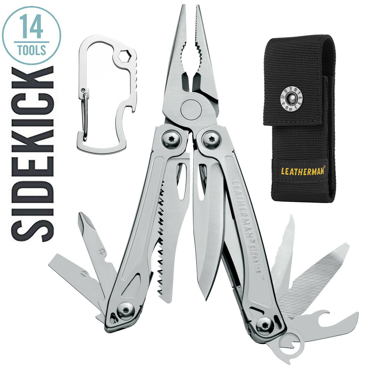 Leatherman Sidekick Multitool Silver Made in USA (14Tools) Leatherman