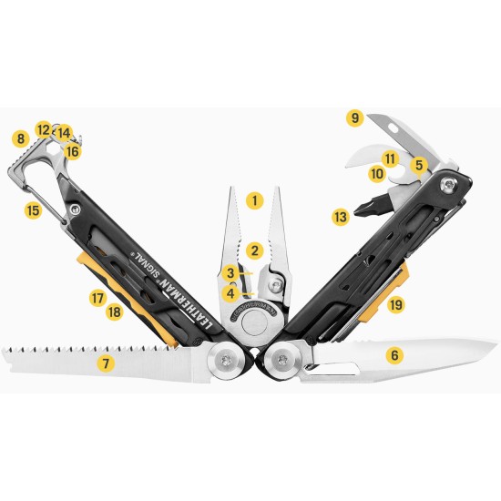 Leatherman Signal Multitool Black and Silver Made in USA (19 Tools)