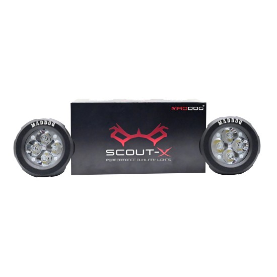 Maddog Scout-X Auxiliary Light / Fog Light Pair for Bikes (4800 Lumens, 40W, 200mts)