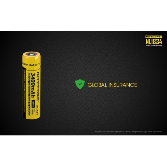 Nitecore 18650 3400mAh Rechargeable Li-ion Battery (NL1834 - 3.7v) (New Version)