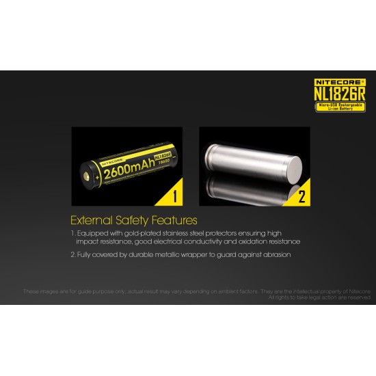 Nitecore 18650 2600mAh USB Rechargeable Li-ion Battery (NL1826R - 3.6v) (New)