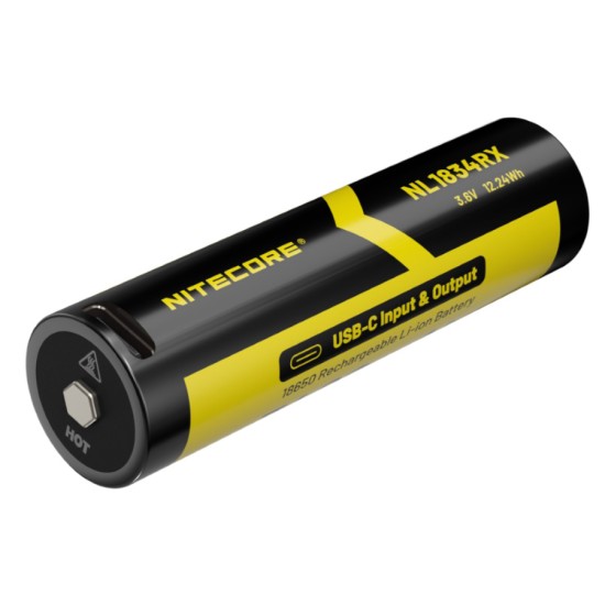 Nitecore 18650 NL1834RX - 3400mAh Input and Output USB-C Rechargeable  Li-ion Battery, 3.6v - Lightorati
