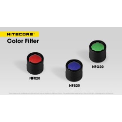 Nitecore 20mm Filter - Red, Blue, Green, for 20mm Head Flashlights, MT1A Pro, MT2A Pro