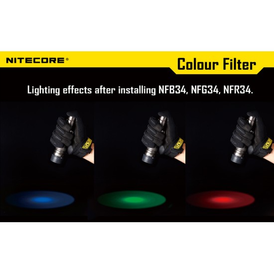 Nitecore 34mm Filter - Red, Blue, Green, White for 34 mm Head Flashlights
