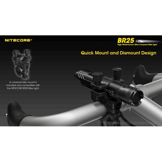 Nitecore BM03 Quick Release Bicycle Mount for BR25, BR35 or any 25mm Flashlights