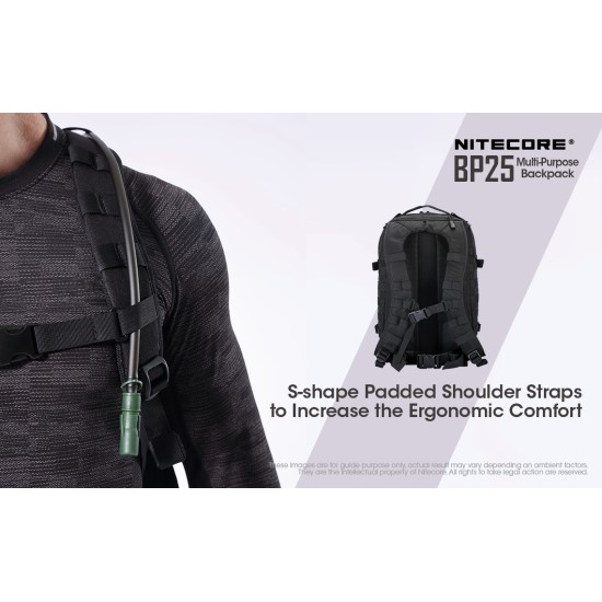 Nitecore BP25 Tactical Backpack (25lts), Multi-purpose, Modular MOLLE System (17.7x11x6.5 Inches)