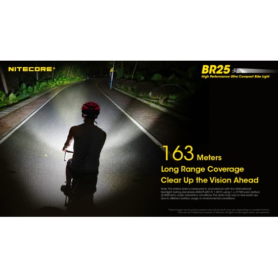 Nitecore BR25 Ultra-Bright 1400 Lumen Bike Light, 4 Modes with 5000mAh USB-C Rechargeable Battery