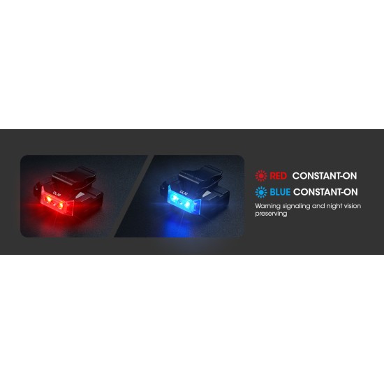 Nitecore CL10 Red-Blue Police Duty Flashing Clip-on Light, Cap Light (45 Lumens, 2x AAA)