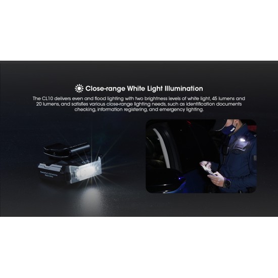 Nitecore CL10 Red-Blue Police Duty Flashing Clip-on Light, Cap Light (45 Lumens, 2x AAA)