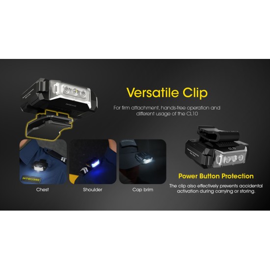 Nitecore CL10 Red-Blue Police Duty Flashing Clip-on Light, Cap Light (45 Lumens, 2x AAA)