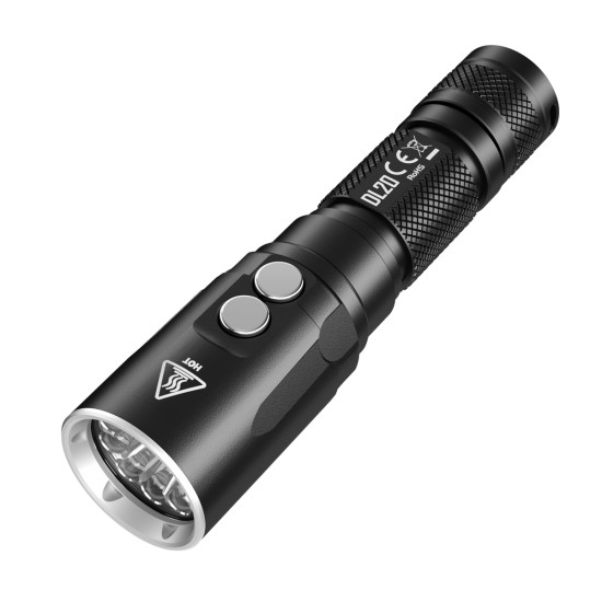 Nitecore DL20 100mts Diving Flashlight for Underwater Sport with White and Red Outputs (1000 Lumens, 1x18650)