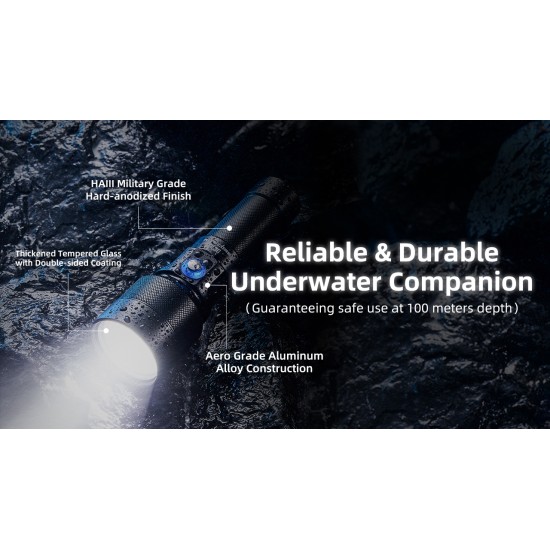 Nitecore DL30 100mts Diving Flashlight for Underwater Sport with White Outputs (1100 Lumens, 1x21700)