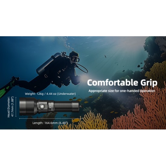 Nitecore DL30 100mts Diving Flashlight for Underwater Sport with White Outputs (1100 Lumens, 1x21700)
