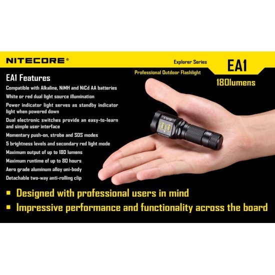 Nitecore EA1 - AA Flashlight (180 Lumens) [DISCONTINUED & UPGRADED]