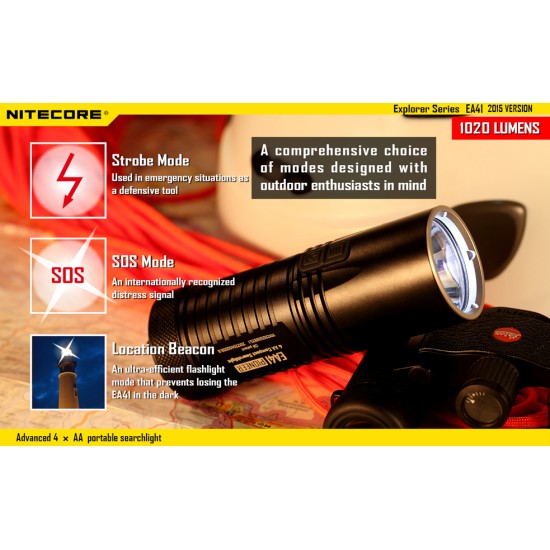 Nitecore EA41W Neutral White, Powerful AA LED Flashlight, (1020 Lumens, 4xAA)