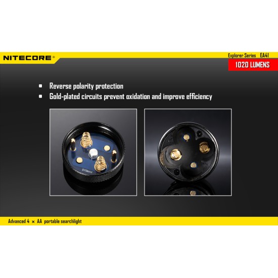 Nitecore EA41 Pioneer, Powerful AA LED Flashlight, (1020 Lumens, 4xAA) - Best 4xAA Flashlight