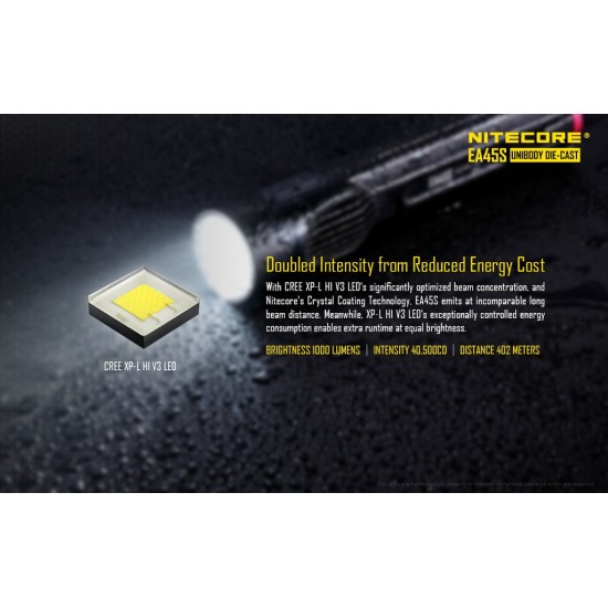 Nitecore EA45S - Unibody Die-Cast LED Flashlight (1000 Lumens, 4xAA)