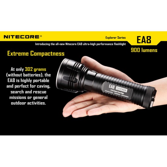 Nitecore EA8 Caveman - Powerful AA Flashlight (900 Lumens, 8xAA)  [DISCONTINUED]