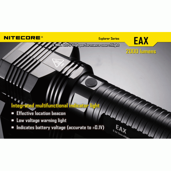 Nitecore EAX Hammer Searchlight - Powerful AA Flashlight (2000 Lumens) [DISCONTINUED]