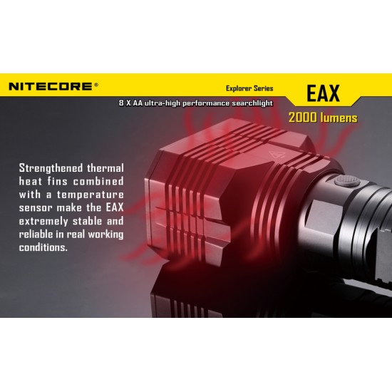 Nitecore EAX Hammer Searchlight - Powerful AA Flashlight (2000 Lumens) [DISCONTINUED]