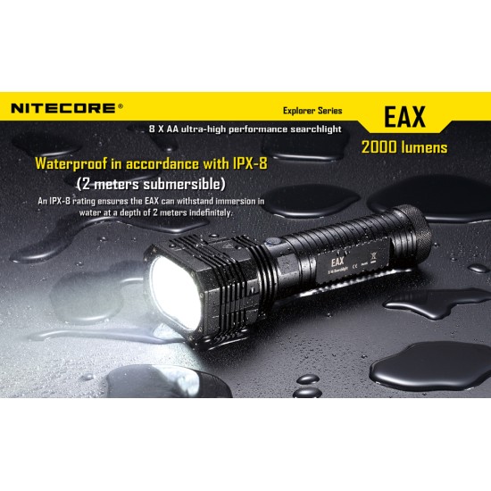 Nitecore EAX Hammer Searchlight - Powerful AA Flashlight (2000 Lumens) [DISCONTINUED]