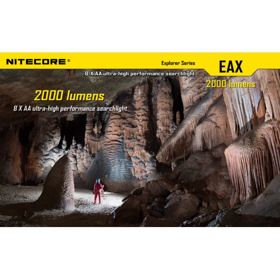 Nitecore EAX Hammer Searchlight - Powerful AA Flashlight (2000 Lumens) [DISCONTINUED]