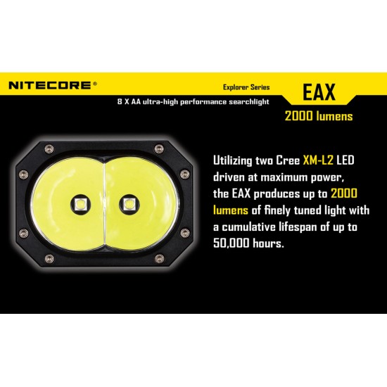 Nitecore EAX Hammer Searchlight - Powerful AA Flashlight (2000 Lumens) [DISCONTINUED]