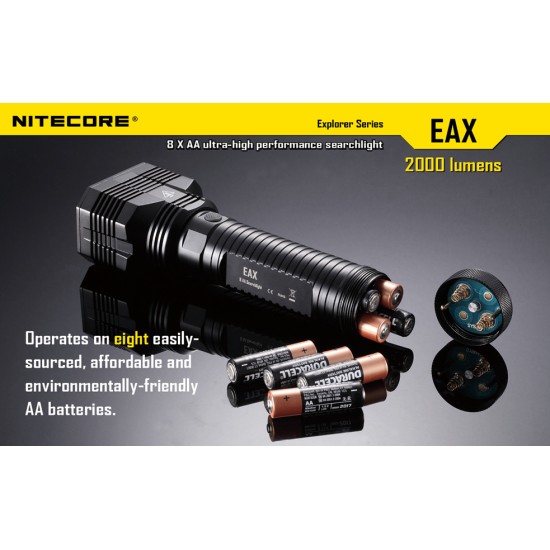 Nitecore EAX Hammer Searchlight - Powerful AA Flashlight (2000 Lumens) [DISCONTINUED]