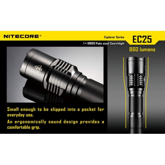 Nitecore EC25 Cobra - Compact 18650 Flashlight, 860 Lumens [DISCONTINUED]