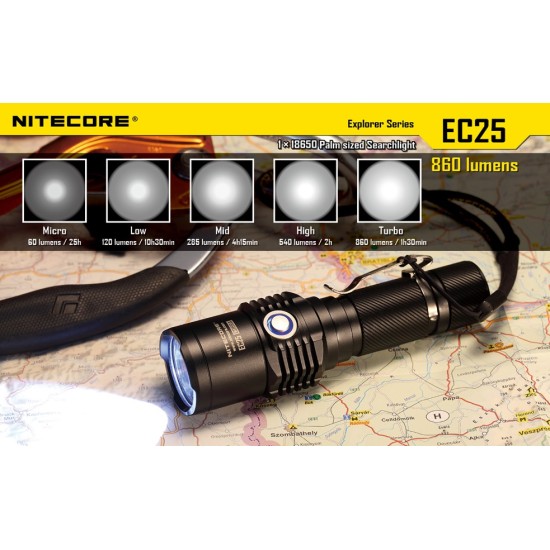 Nitecore EC25 Cobra - Compact 18650 Flashlight, 860 Lumens [DISCONTINUED]