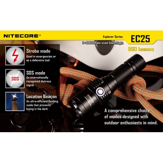 Nitecore EC25 Cobra - Compact 18650 Flashlight, 860 Lumens [DISCONTINUED]