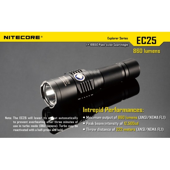 Nitecore EC25 Cobra - Compact 18650 Flashlight, 860 Lumens [DISCONTINUED]