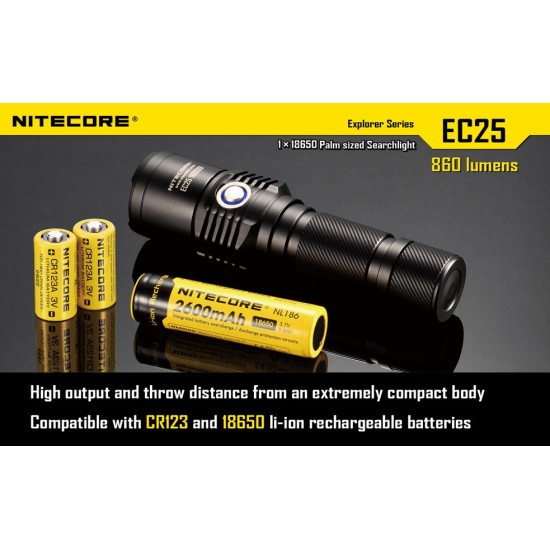 Nitecore EC25 Cobra - Compact 18650 Flashlight, 860 Lumens [DISCONTINUED]