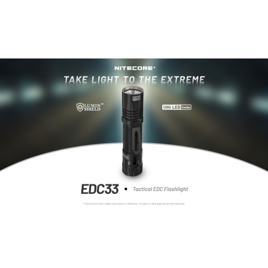 Nitecore EDC33 - Compact EDC Flashlight, Lumin Shield Instant Defense, Rapid Lock, USB-C Rechargeable (4000 Lumens, 450 mts)