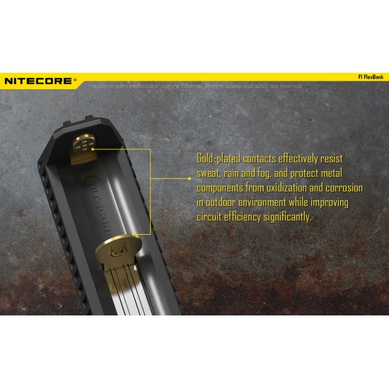 Nitecore F1 FlexBank Charger, USB Charger and USB Power Bank (Single Battery USB Charger for Li-ion, IMR)