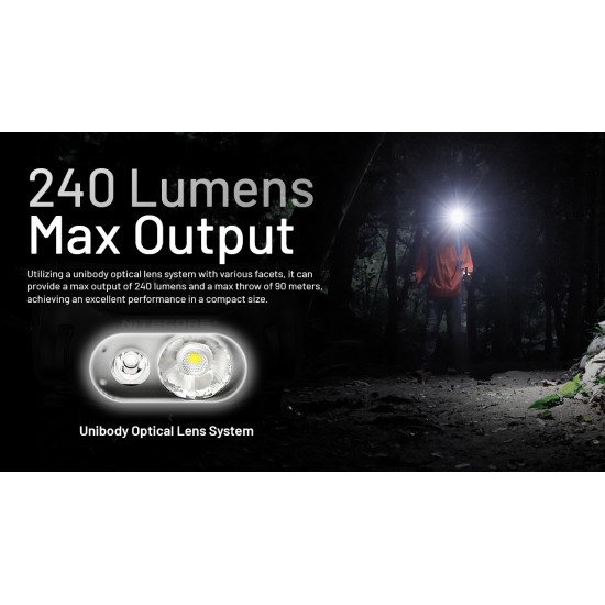 Nitecore HA11 - Ultra Light Weight Dual Beam AA Headlamp, Cap Light (240 Lumens, 1xAA, 36gms)
