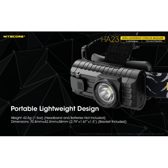 Nitecore HA23 Ultra Lightweight Outdoor LED Headlamp (250 Lumens, 2xAA)