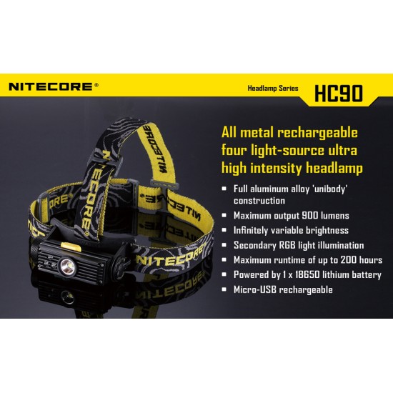 Nitecore HC90 Headlamp - USB Rechargeable Headlamp, 900 Lumens [DISCONTINUED]