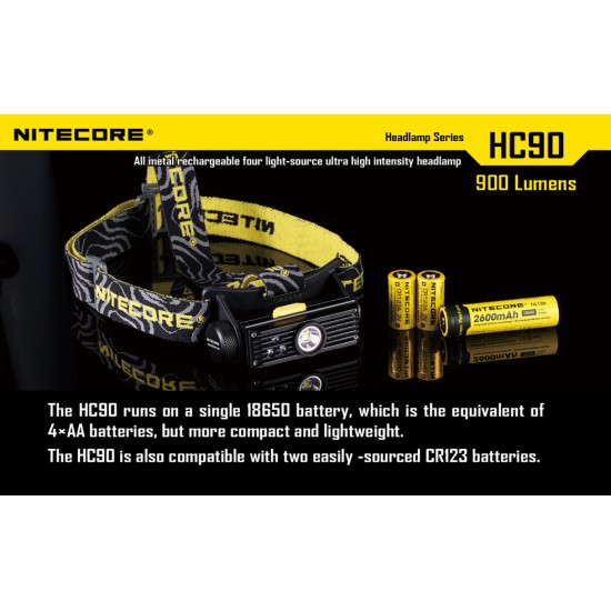 Nitecore HC90 Headlamp - USB Rechargeable Headlamp, 900 Lumens [DISCONTINUED]