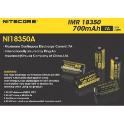 Nitecore IMR18350 700mAh 7A 3.7v Li-Mn High Drain Rechargeable Battery (NI18350A)