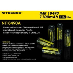 Nitecore IMR18490 1100mAh 11A 3.7v Li-Mn High Drain Rechargeable Battery (NI18490A)