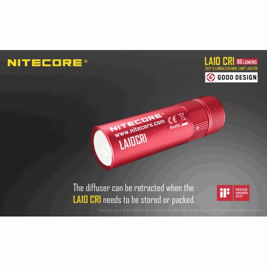 Nitecore LA10 CRI Lip Stick Camping Lantern with Magnetic Tail (85 Lumens, 1xAA)