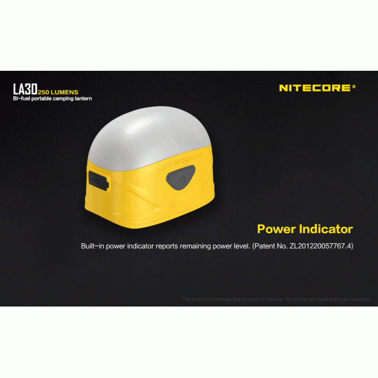 Nitecore LA30 USB Rechargeable Bi-fuel Camping Lantern with Magnetic Base, Hook (250 Lumens, Inbuilt Battery)