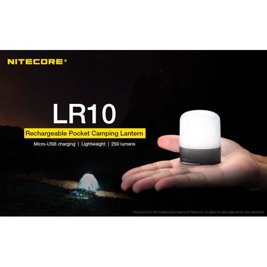 Nitecore LR10 USB Rechargeable Pocket Lantern with Magnetic Tail, Hook (250 Lumens, Inbuilt Battery)