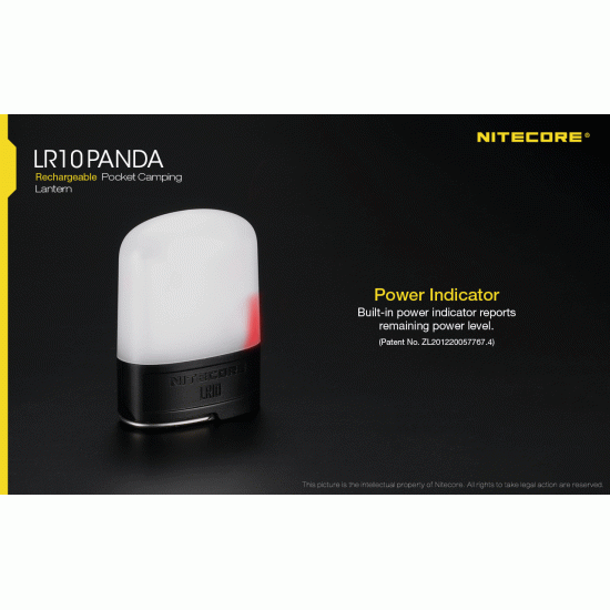 Nitecore LR10 Panda Limited Edition USB Rechargeable Pocket Lantern with Magnetic Tail, Hook (250 Lumens, Inbuilt Battery)