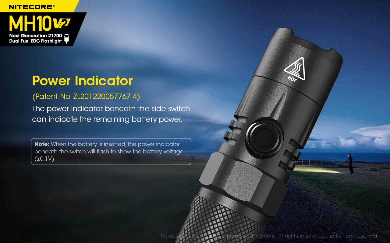 Nitecore MH10 V2 USBC Rechargeable EDC Flashlight, 1200 Lumens