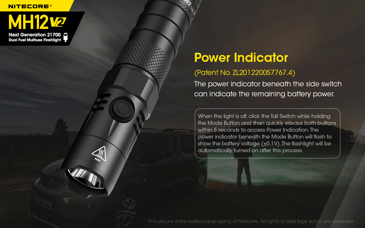 Nitecore MH12 V2 USBC Rechargeable Tactical Flashlight, EDC, 1200 Lumens, Nitecore MH12 V2 in