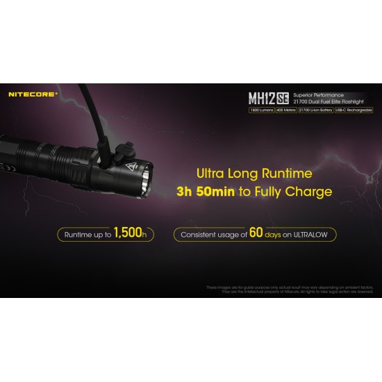 Nitecore MH12SE - EDC USB-C Rechargeable Next Generation Compact High Power LED Flashlight (1800 Lumens, 1x21700)